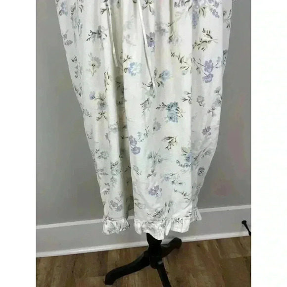 Vtg Laura Ashley Babydoll Ruffle Nightgown Floral Short Sleeve 100% Cotton L - Picture 4 of 15